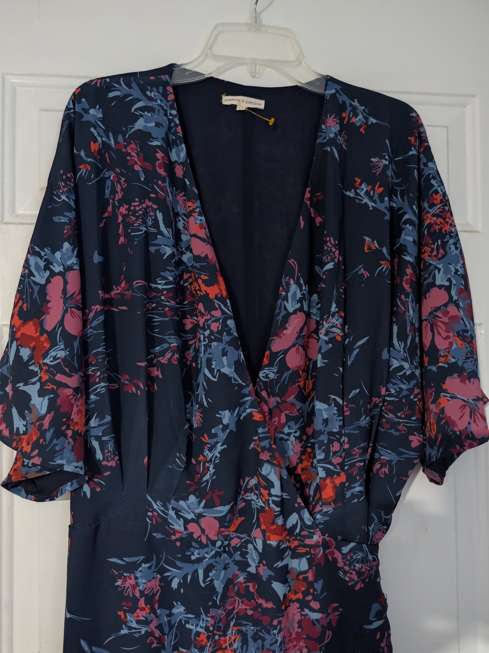 Standards Precticesb Floral Wrap Robe - Navy with Pink & Blue Floral